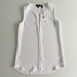Theory Women Antazie Sleeveless Textured Top Blouse White, Sz. Petite